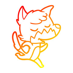 warm gradient line drawing friendly cartoon fox