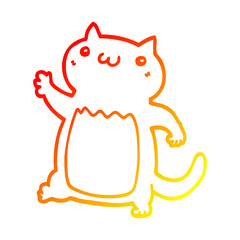 warm gradient line drawing cartoon cat