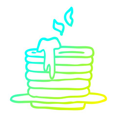 cold gradient line drawing cartoon stack of pancakes