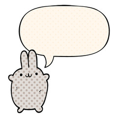 cartoon rabbit and speech bubble in comic book style
