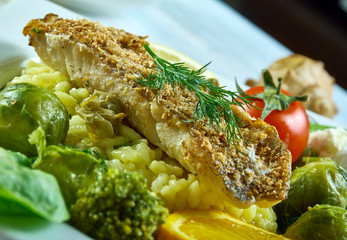 Crispy snapper with salsa verde risotto