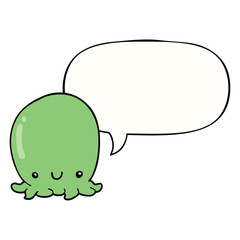 cute cartoon octopus and speech bubble