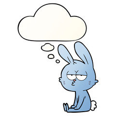 cute cartoon rabbit and thought bubble in smooth gradient style