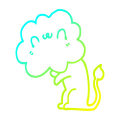 cold gradient line drawing cartoon lion