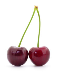 Sweet cherries with stem.