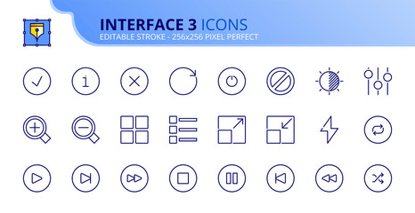 Simple set of outline icons about interface 3