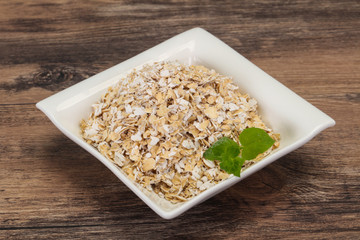 Raw oats in the bowl