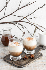 Vanilla gelato or ice cream topped with a shot of hot espresso