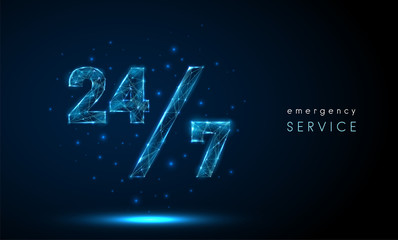 Emergency support symbol. Technical service sign. Low poly style design.