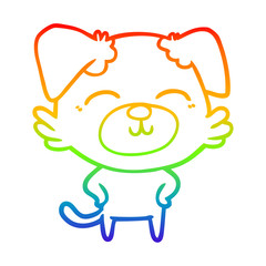 rainbow gradient line drawing cartoon dog