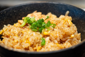stir fried garlic rice close up