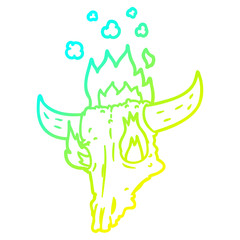 cold gradient line drawing spooky flaming animals skull cartoon