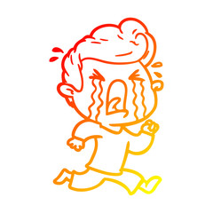 warm gradient line drawing cartoon crying man