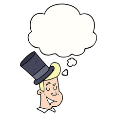 cartoon man wearing top hat and thought bubble