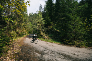 road bike driver in forest