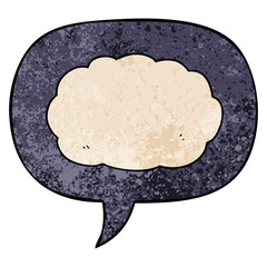 cartoon cloud and speech bubble in retro texture style