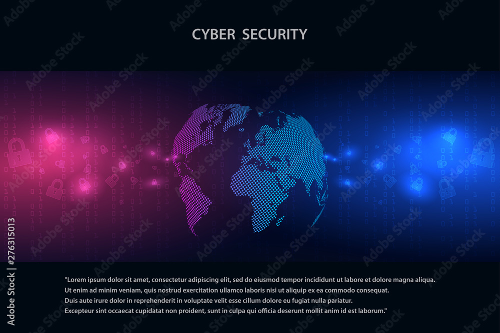 Poster cyber security concept on dark background, abstract digital internet. abstract background technology