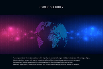 Obraz premium Cyber security concept on dark background, abstract digital internet. Abstract background technology.Vector illustration