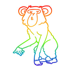 rainbow gradient line drawing cartoon chimpanzee