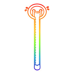 rainbow gradient line drawing cartoon thermometer crying