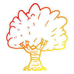 warm gradient line drawing Cartoon tree