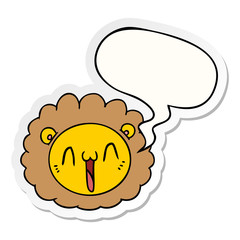 cartoon lion face and speech bubble sticker