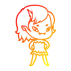 warm gradient line drawing vampire girl in dress