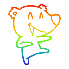 rainbow gradient line drawing laughing bear cartoon