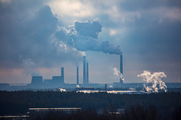 Smoke from pipes of metallurgical plant