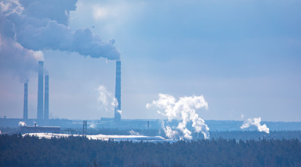Smoke from pipes of metallurgical plant
