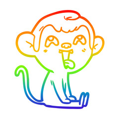 rainbow gradient line drawing crazy cartoon monkey
