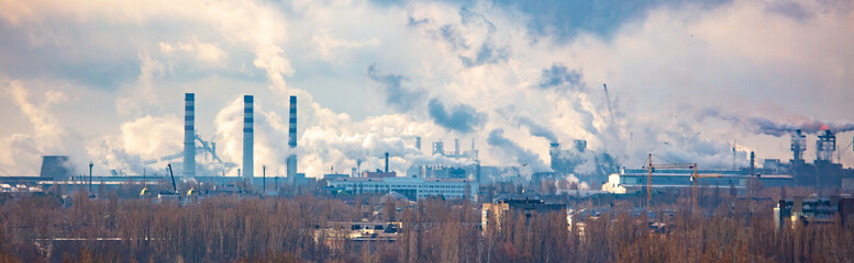 Smoke from pipes of metallurgical plant