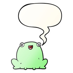cute cartoon frog and speech bubble in smooth gradient style