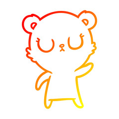 Obraz premium warm gradient line drawing peaceful cartoon bear