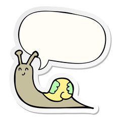 cute cartoon snail and speech bubble sticker