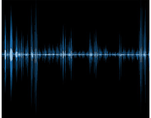 Sound and music concept.Blue wave of sound isolated in black background