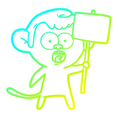 cold gradient line drawing cartoon shocked monkey