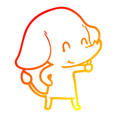 Obraz premium warm gradient line drawing cute cartoon elephant
