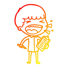warm gradient line drawing cartoon laughing man