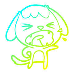 cold gradient line drawing cute cartoon dog barking
