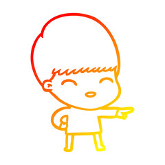 warm gradient line drawing happy cartoon boy