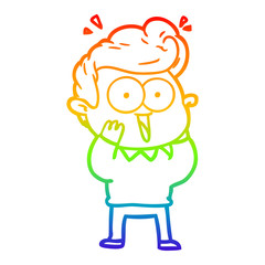 rainbow gradient line drawing cartoon excited man