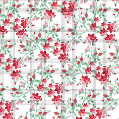 Floral bouquet vector pattern with small flowers and leaves