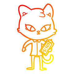 Obraz premium warm gradient line drawing cute cartoon cat