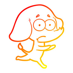 warm gradient line drawing cartoon unsure elephant running away