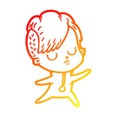 warm gradient line drawing cartoon woman