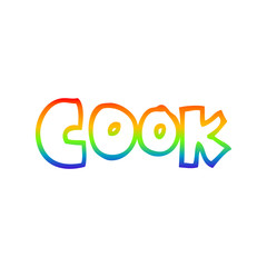 rainbow gradient line drawing cartoon word cook