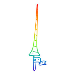 rainbow gradient line drawing cartoon medieval lance