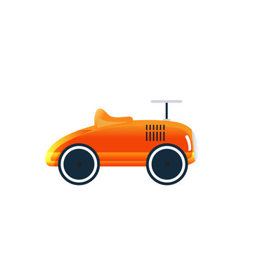 Retro minimalistic ride on toy car vector illustration
