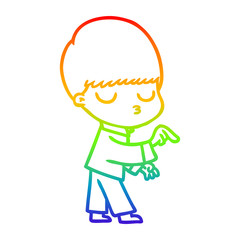 rainbow gradient line drawing cartoon calm boy